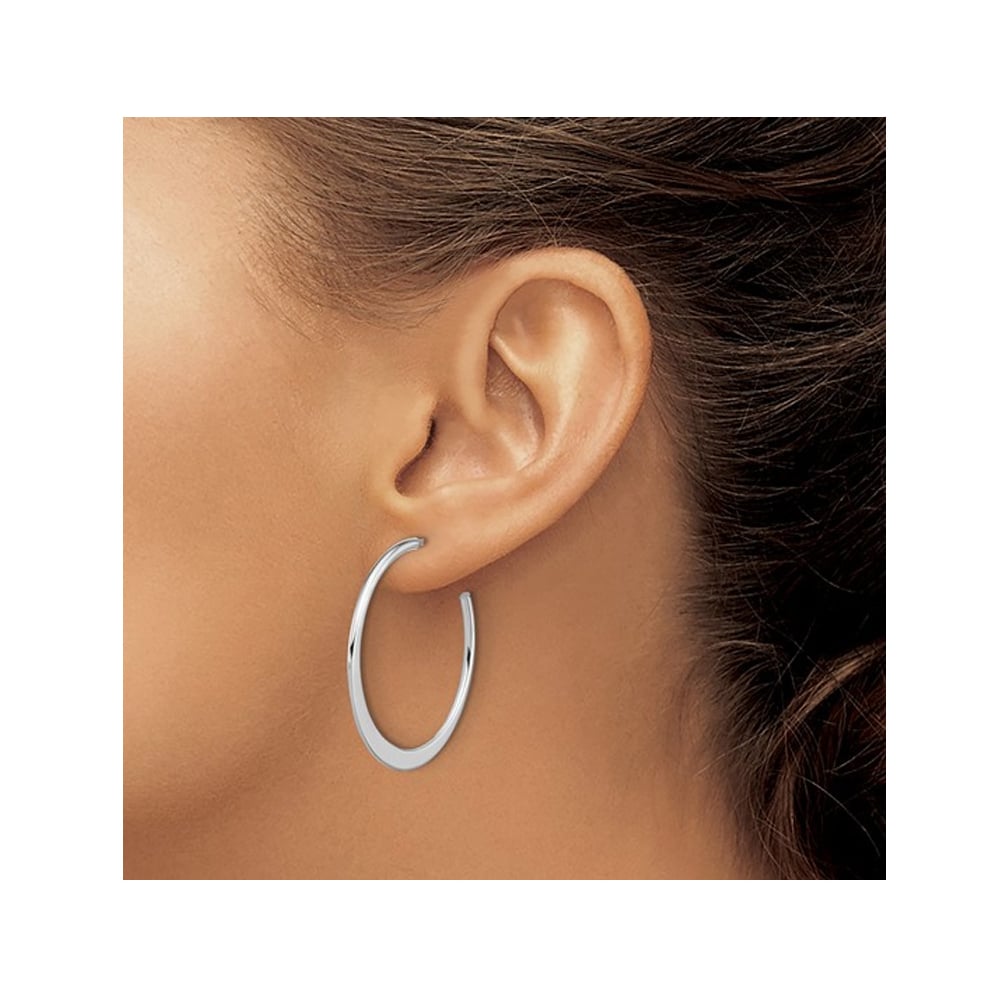 Sterling Silver Polished C-Hoop Earrings Image 3