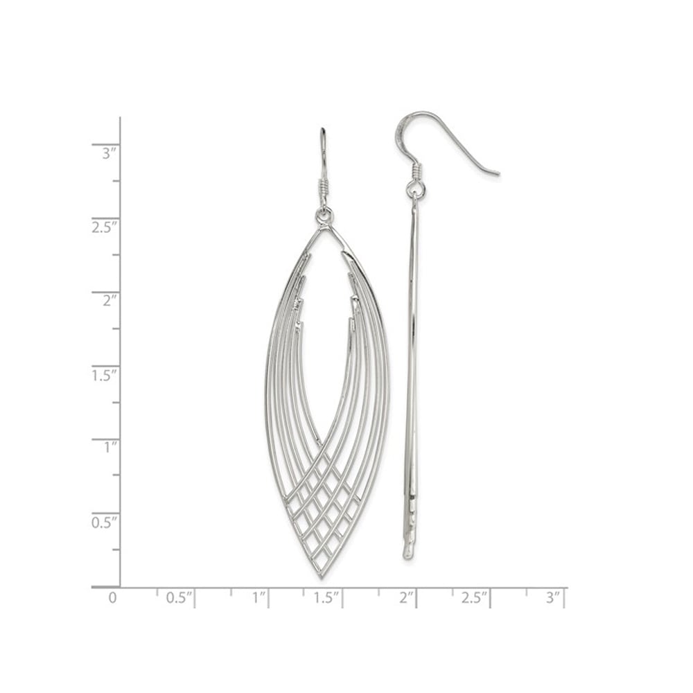 Sterling Silver Fancy Dangle Shepherd Hook Earrings Image 2