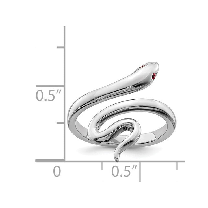 Synthetic Ruby Snake Toe Ring in Sterling Silver Image 3