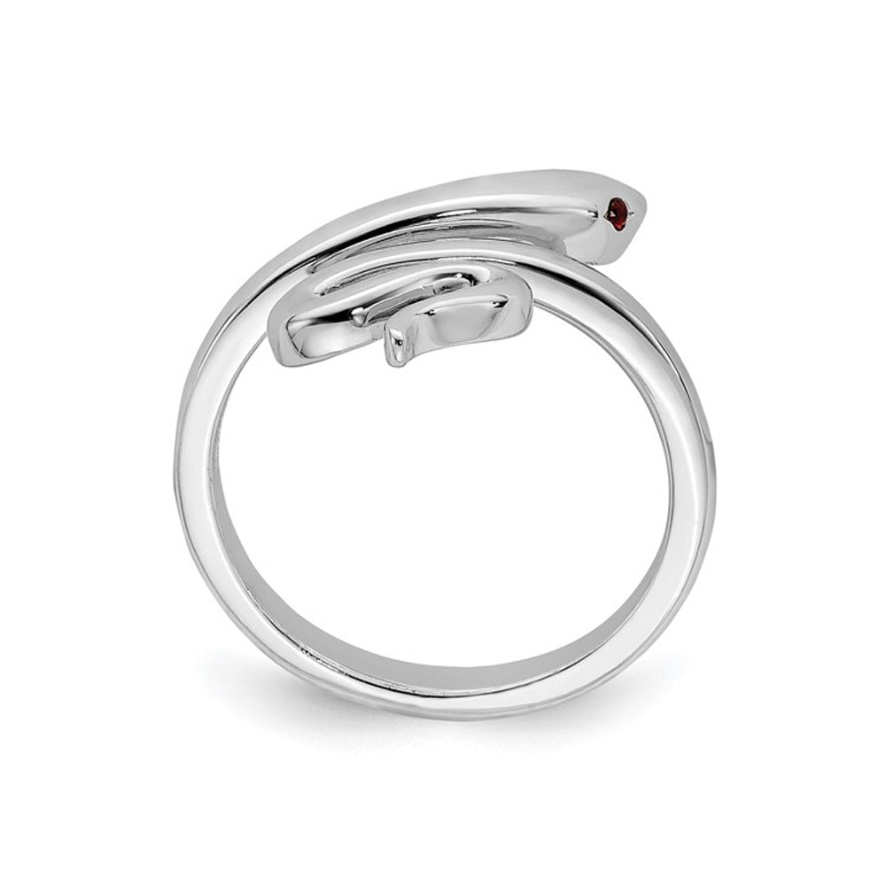 Synthetic Ruby Snake Toe Ring in Sterling Silver Image 4