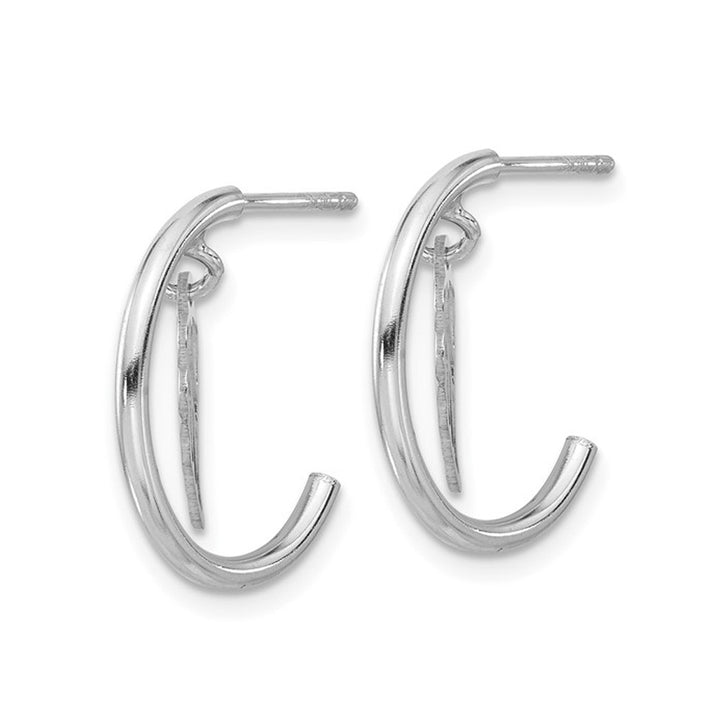 Sterling Silver Polished Wings Dangle Post C-Hoop Earrings Image 4