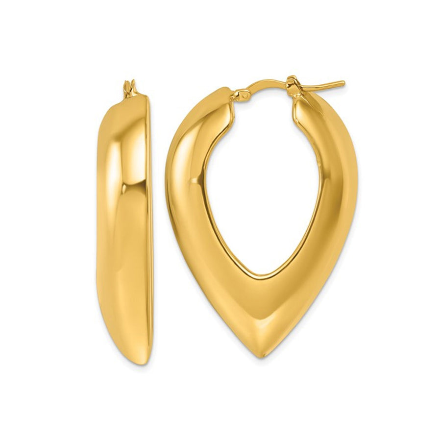 14K Yellow Gold Puffed Hoop Earrings Image 1