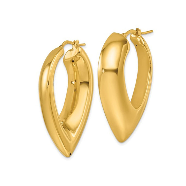 14K Yellow Gold Puffed Hoop Earrings Image 3