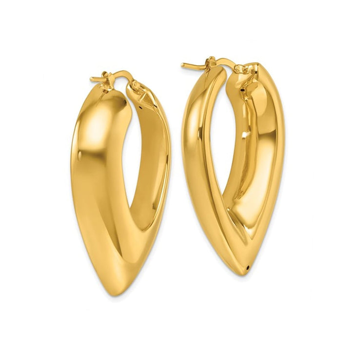 14K Yellow Gold Puffed Hoop Earrings Image 4