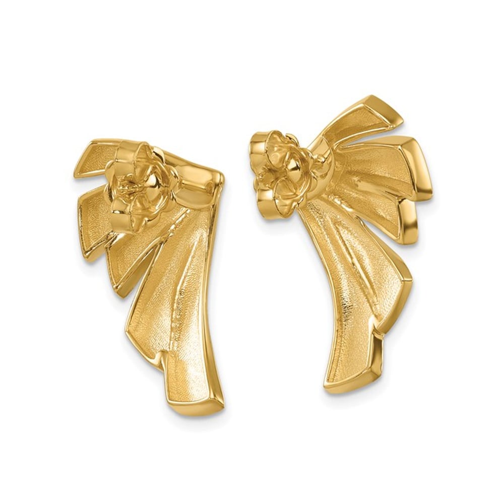 14K Yellow Gold Fanned Post Button Earrings Image 2