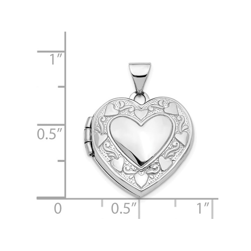 Reversible Heart Locket in 14K White Gold with Chain Image 2