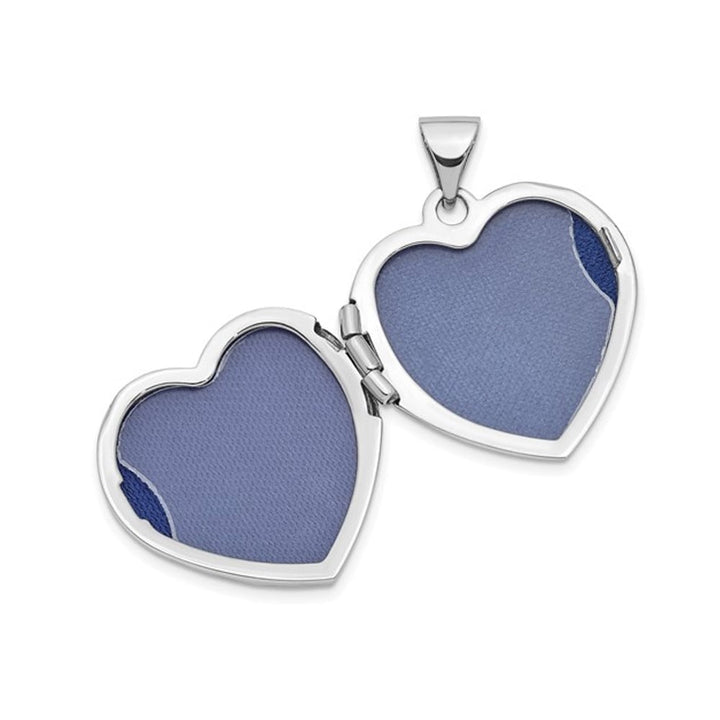 Reversible Heart Locket in 14K White Gold with Chain Image 3