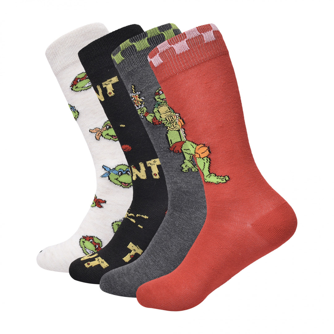 Teenage Mutant Ninja Turtles Pizza Time 4-Pair Pack of Crew Socks Image 1