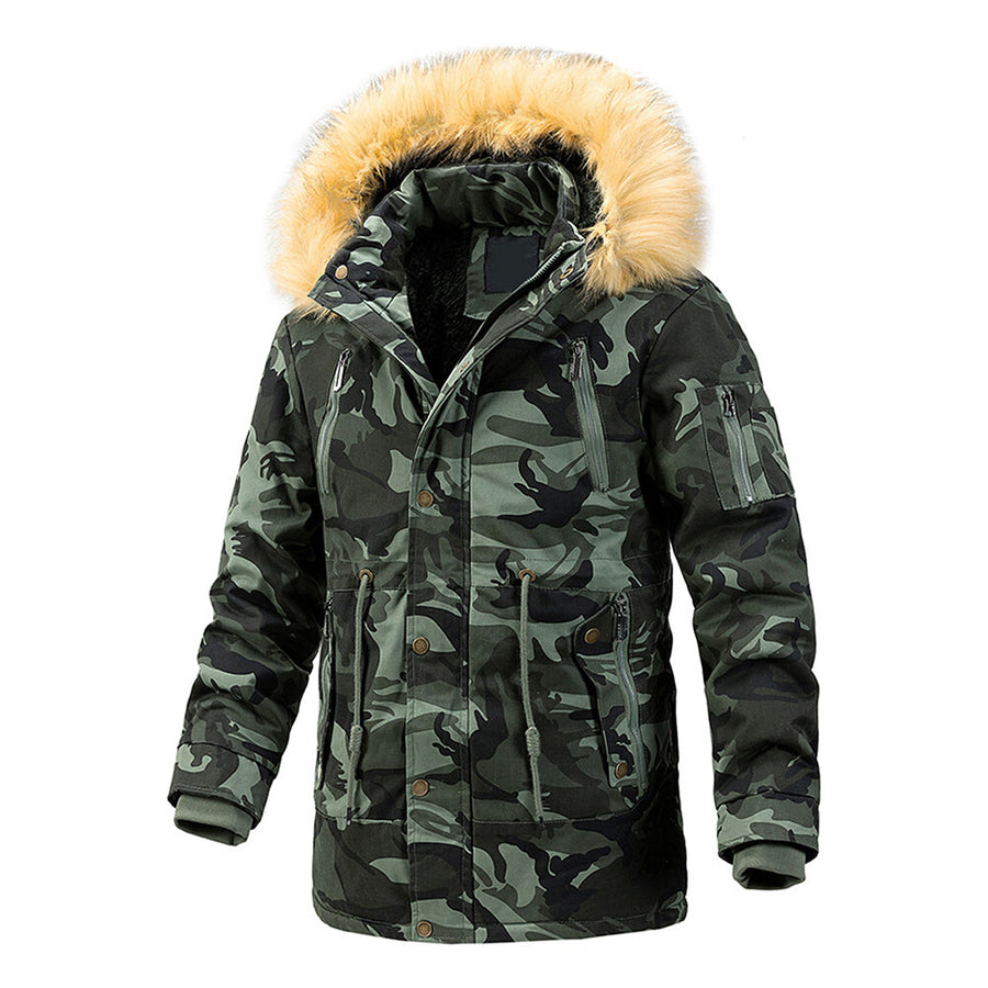Cloudstyle Men Camouflage Cotton Coat Hooded Thick Long Winter Cozy Warm Image 1