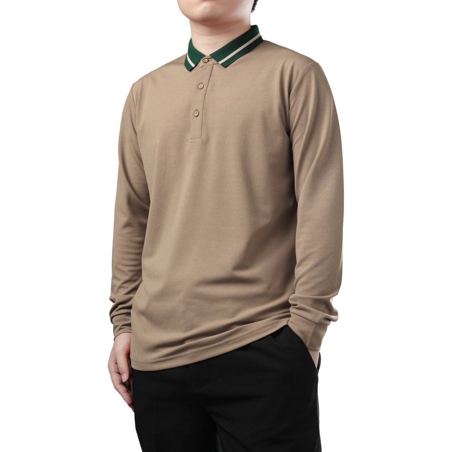 Cloudstyle Men Polo T-shirt Long Sleeve Lapel Casual Male Solid Color Image 1