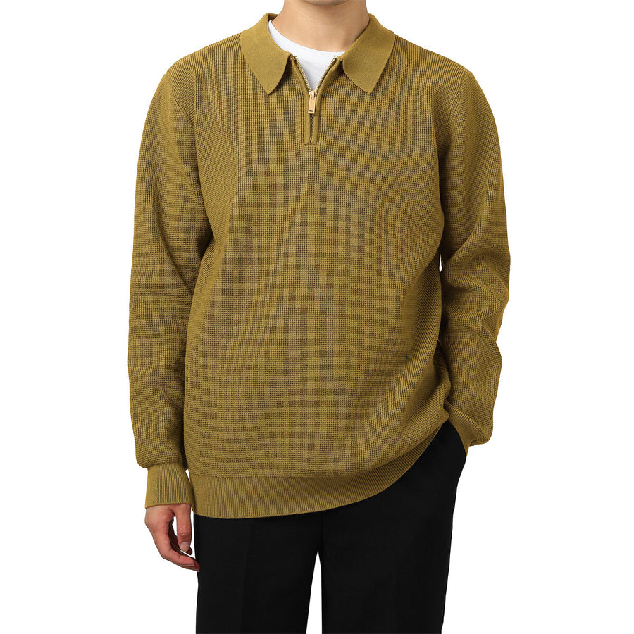 Cloudstyle Men Sweater Loose Fit Solid Color Polo Collar Image 1