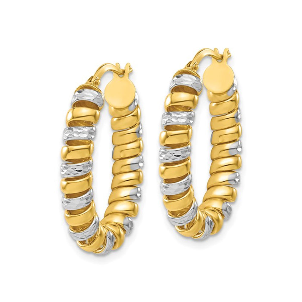 18K Plated Sterling Silver Fusilli Coil Wrap Hoop Earrings Image 2
