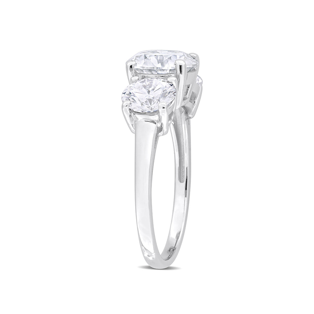 3.25 Carat (ctw) Lab-Created Three-Stone Moissanite Engagement Ring in Sterling Silver Image 3