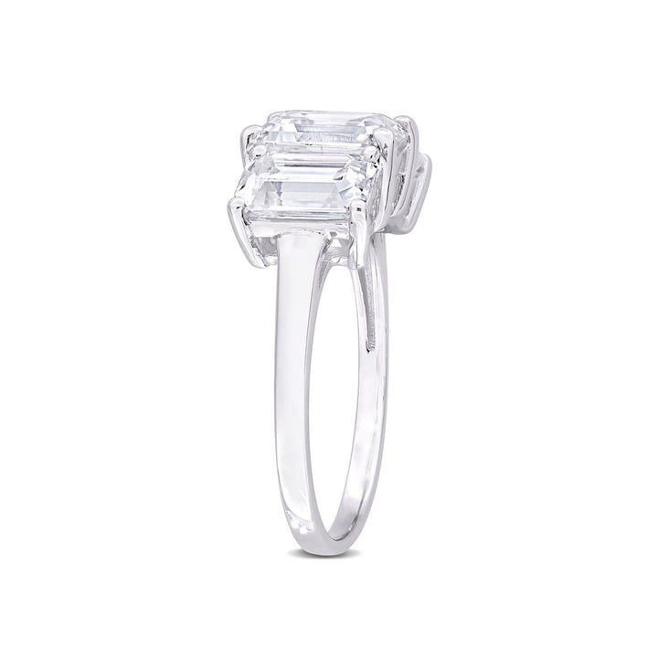 3.75 Carat (ctw) Lab-Created Three-Stone Moissanite Engagement Ring in Sterling Silver Image 3