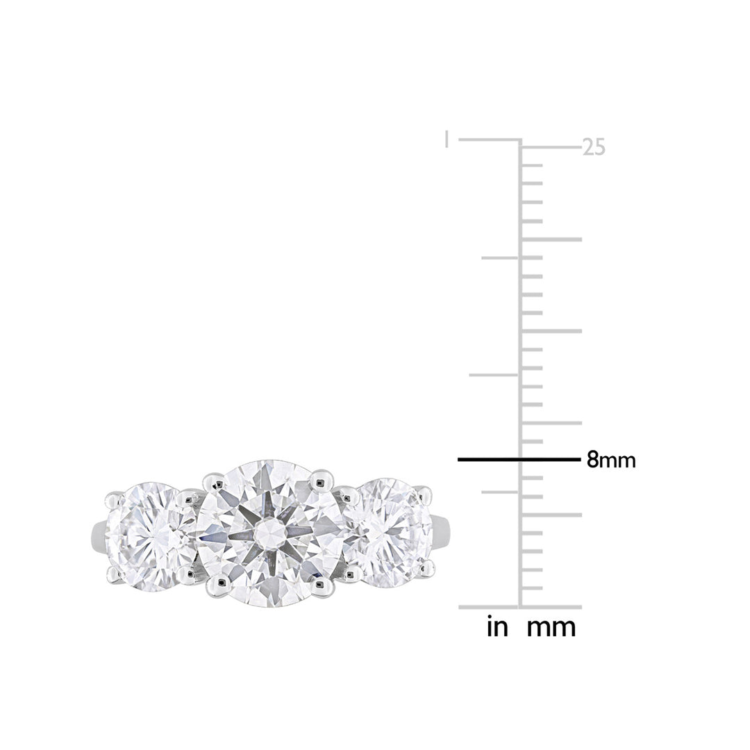 3.25 Carat (ctw) Lab-Created Three-Stone Moissanite Engagement Ring in Sterling Silver Image 4