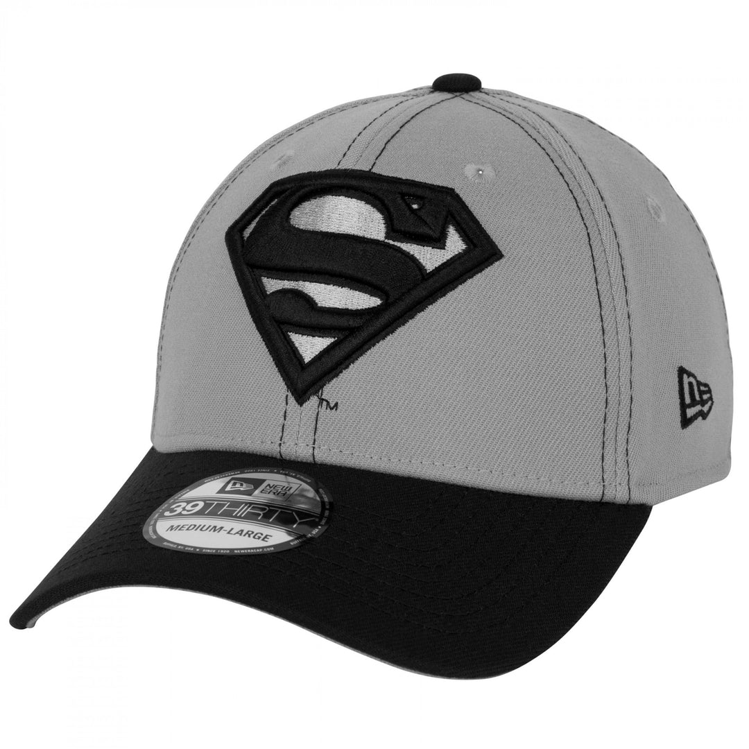 Superman Logo Grey Contrast Stitching Era 39Thirty Fitted Hat Image 1