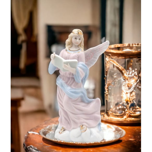 Ceramic Angel Holding Book Figurine Religious D cor Religious Gift Church D cor Image 1