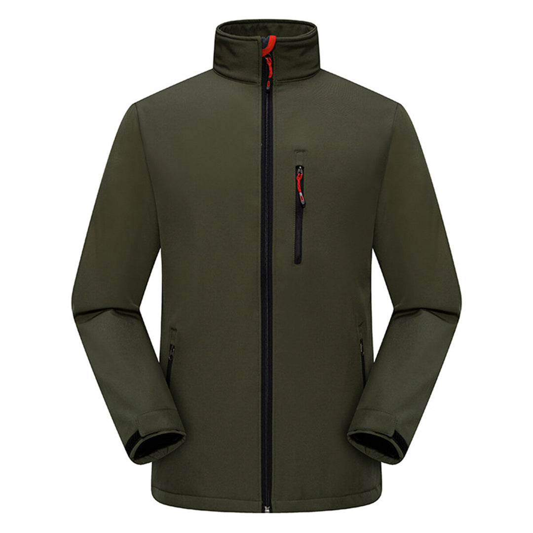 Jacket Solid Color Zipper Windproof Warm Winter Coat Outwear Unisex Image 1