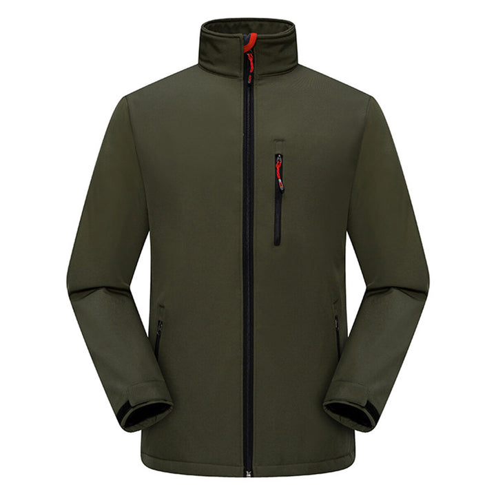 Jacket Solid Color Zipper Windproof Warm Winter Coat Outwear Unisex Image 1