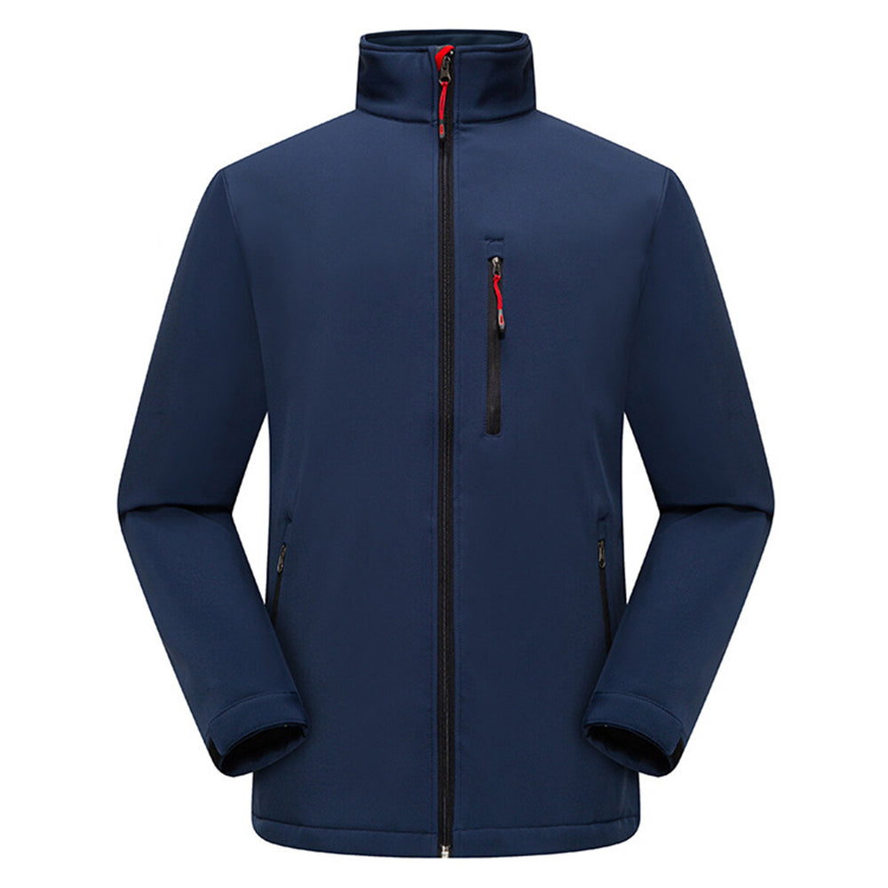 Jacket Solid Color Zipper Windproof Warm Winter Coat Outwear Unisex Image 2