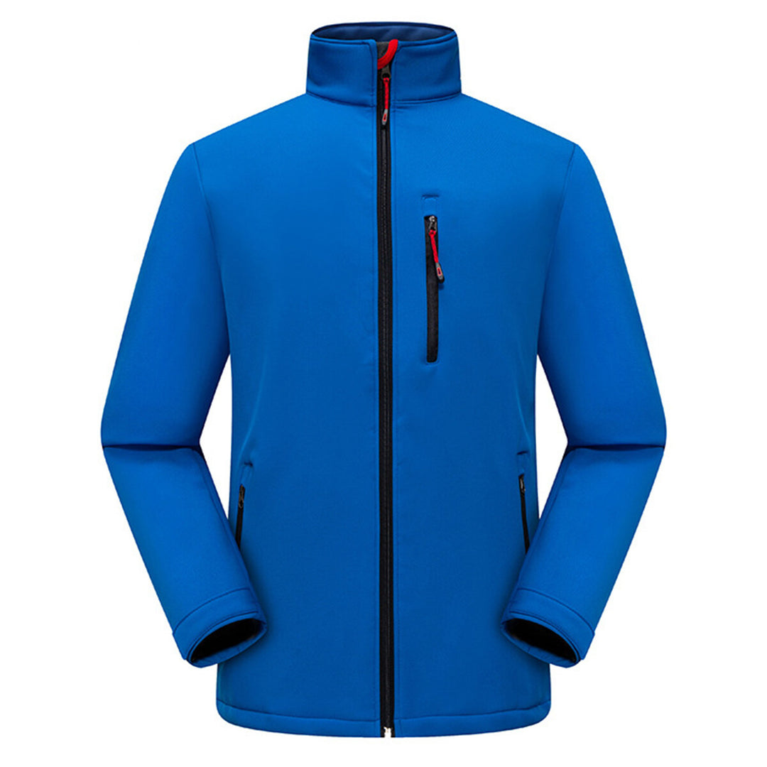 Jacket Solid Color Zipper Windproof Warm Winter Coat Outwear Unisex Image 3