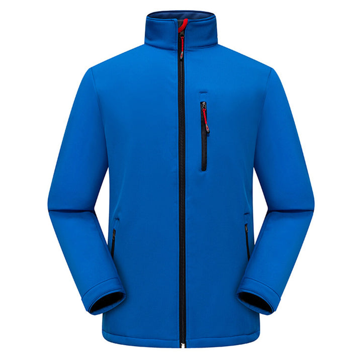 Jacket Solid Color Zipper Windproof Warm Winter Coat Outwear Unisex Image 3