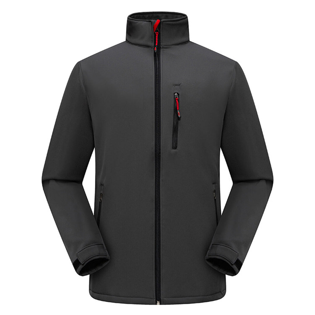 Jacket Solid Color Zipper Windproof Warm Winter Coat Outwear Unisex Image 4