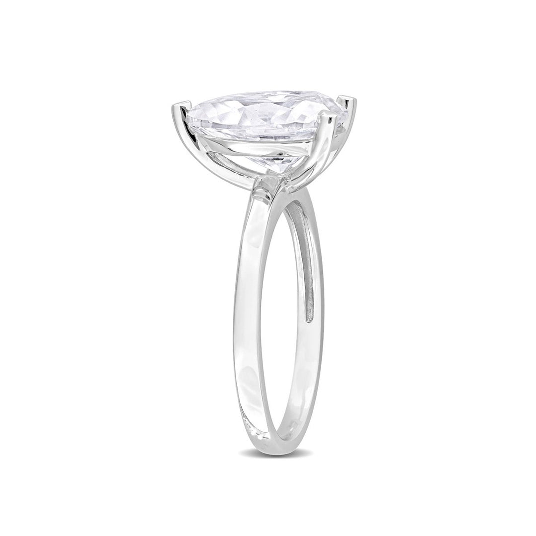3.00 Carat (ctw) Lab-Created Pear-Cut Moissanite Engagement Ring in Sterling Silver Image 3