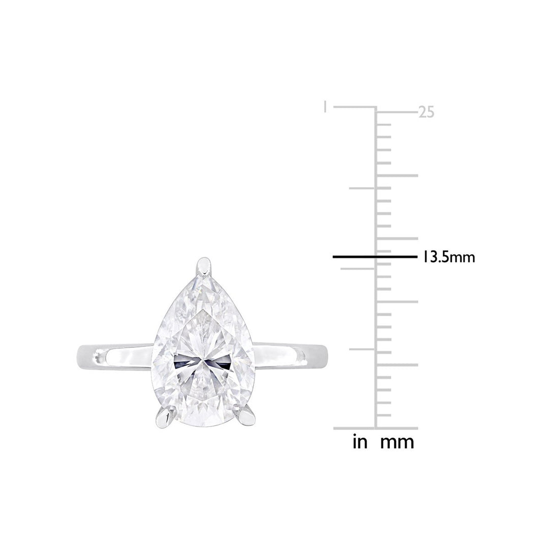 3.00 Carat (ctw) Lab-Created Pear-Cut Moissanite Engagement Ring in Sterling Silver Image 4