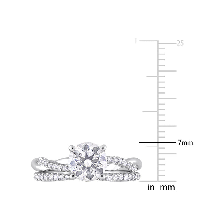 1.53 Carat (ctw) Synthetic Moissanite Bridal Engagement Wedding Ring Set 10K White Gold Image 4
