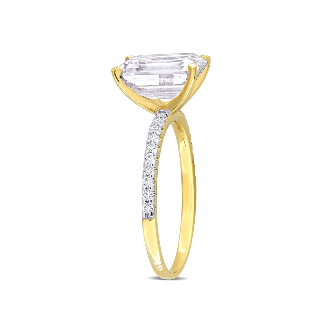 3.20 Carat (ctw) Lab-Created Emerald-Cut Moissanite Engagement Ring in 10K Yellow Gold Image 3
