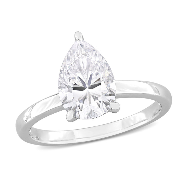 2.00 Carat (ctw) Lab-Created Pear-Cut Moissanite Engagement Ring in Sterling Silver Image 1
