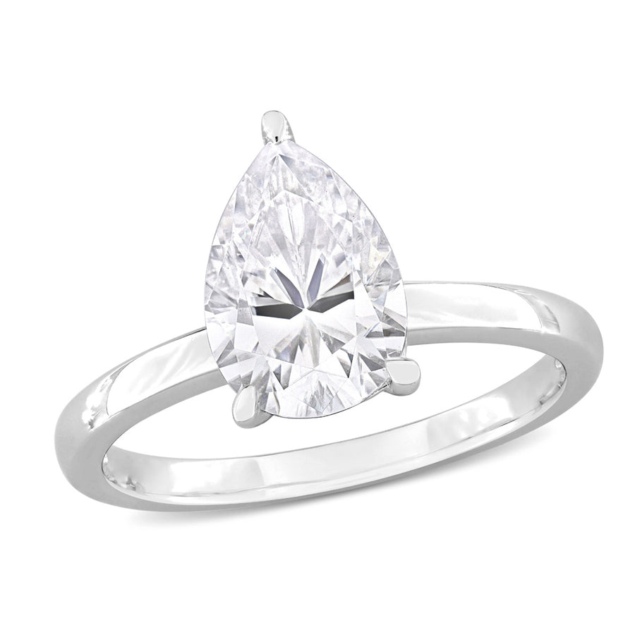 2.00 Carat (ctw) Lab-Created Pear-Cut Moissanite Engagement Ring in Sterling Silver Image 1