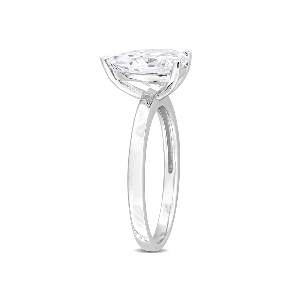 2.00 Carat (ctw) Lab-Created Pear-Cut Moissanite Engagement Ring in Sterling Silver Image 2