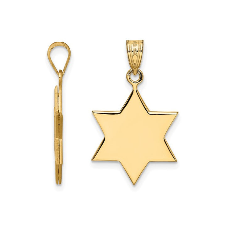 14K Yellow Gold Star of David Pendant Necklace (NO CHAIN) Image 3