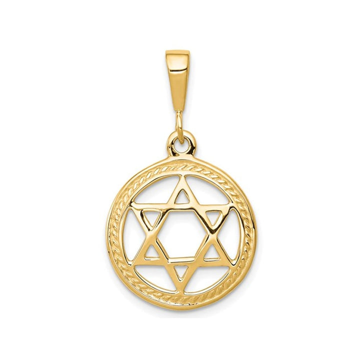 10K Yellow and White Gold Star of David Chai Pendant Necklace (NO CHAIN) Image 1