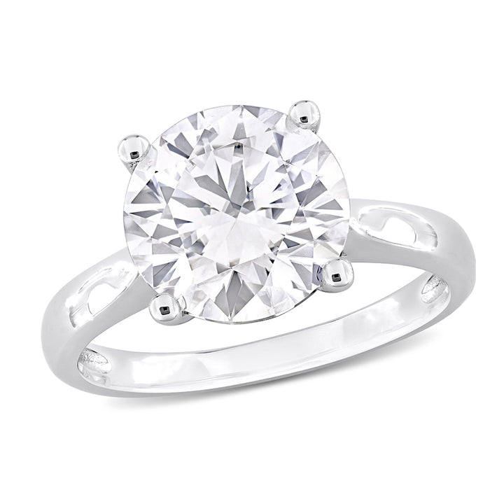 3.50 Carat (ctw) Lab-Created Solitaire Moissanite Engagement Ring in Sterling Silver Image 1