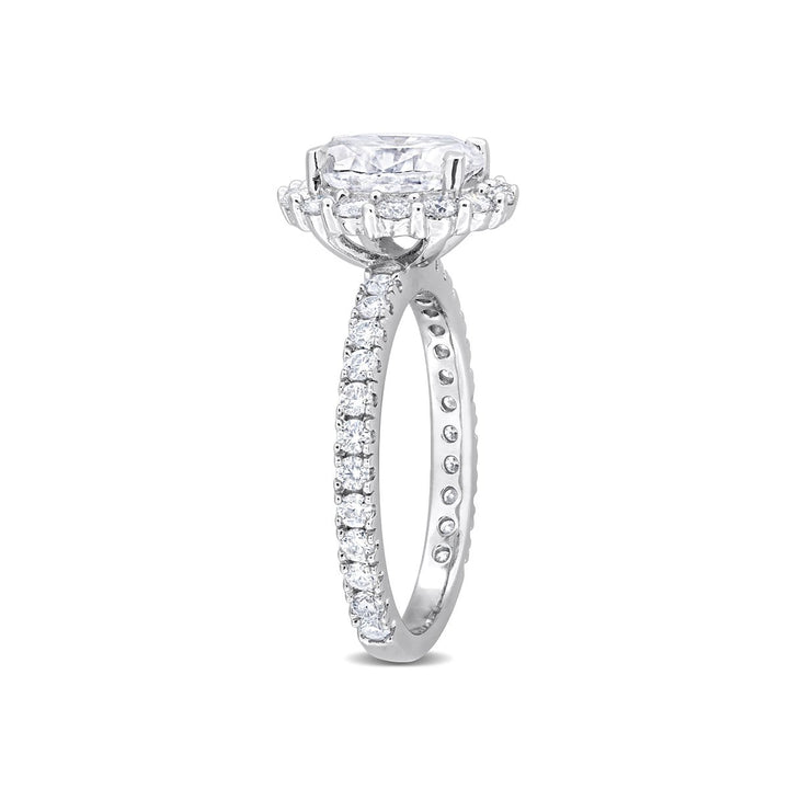 2.90 Carat (ctw) Lab-Created Oval Halo Moissanite Engagement Ring in Sterling Silver Image 3