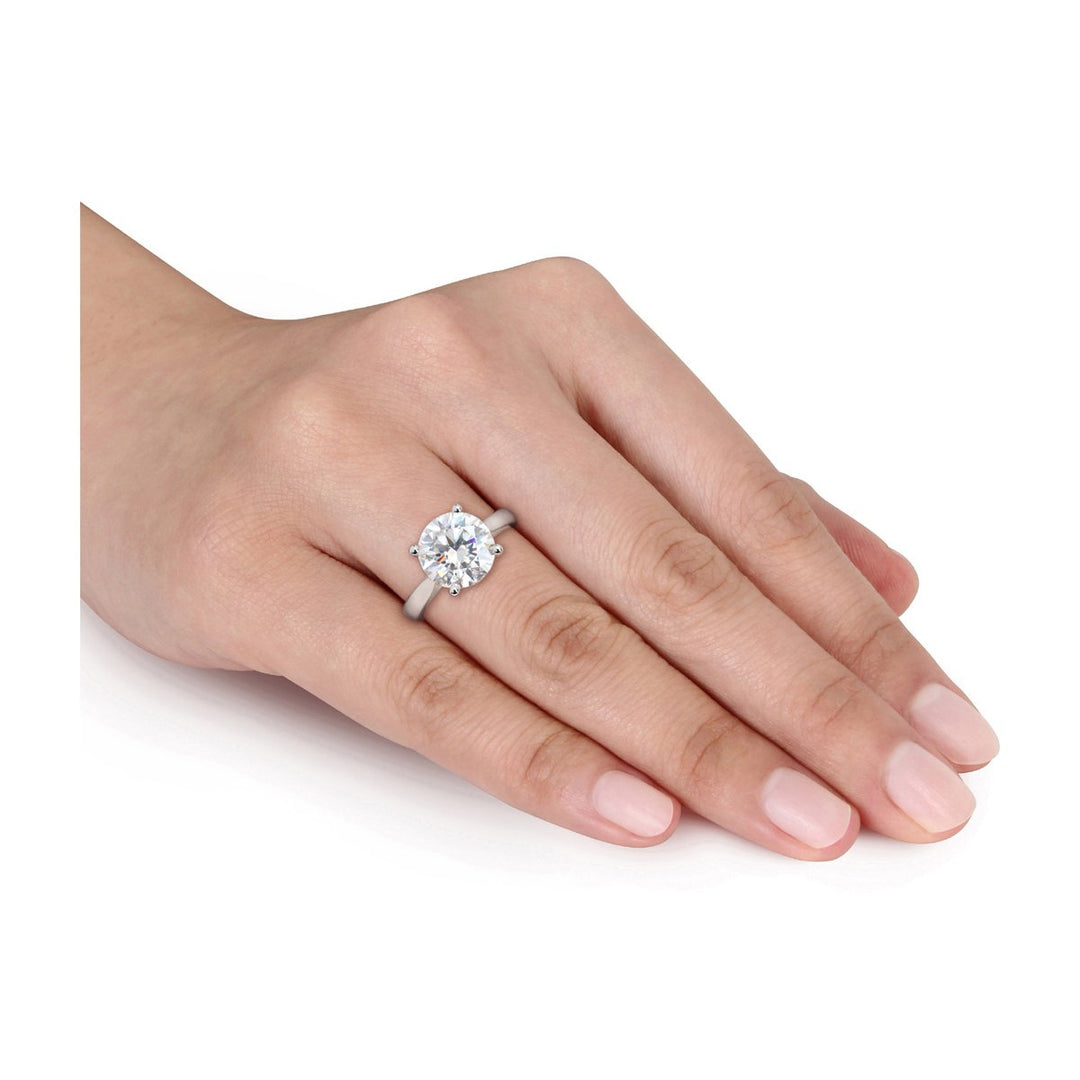 3.50 Carat (ctw) Lab-Created Solitaire Moissanite Engagement Ring in Sterling Silver Image 4