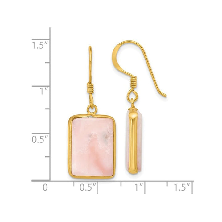 Pink Opal Dangle Earrings in Yellow Plated Sterling Silver Image 4