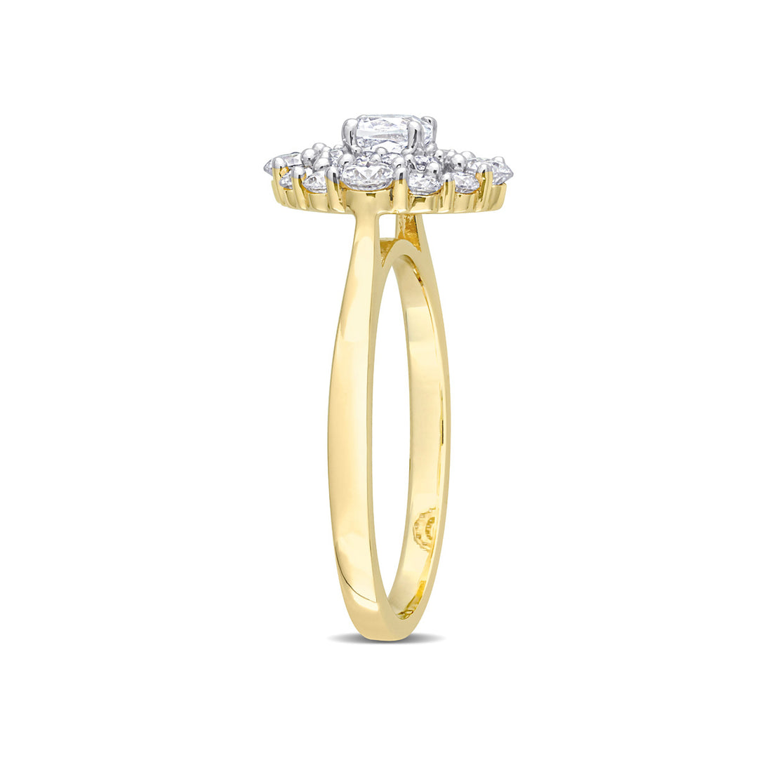 0.98 Carat (ctw) Lab-Created Cluster Moissanite Engagement Ring in 10K Yellow Gold Image 3
