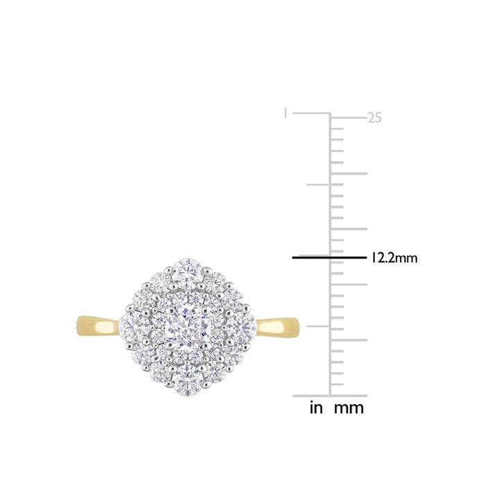 0.98 Carat (ctw) Lab-Created Cluster Moissanite Engagement Ring in 10K Yellow Gold Image 4