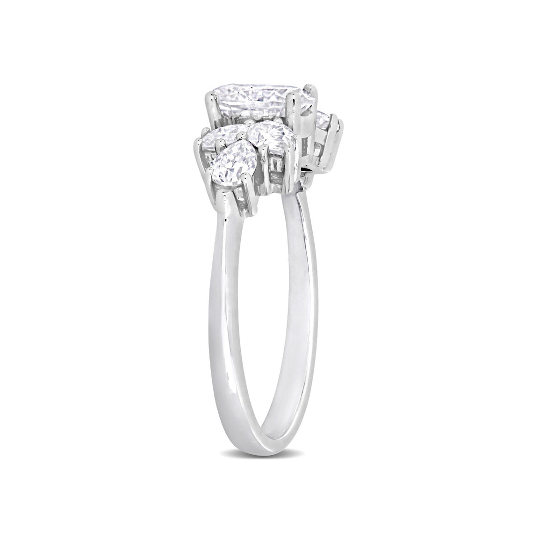 2.04 Carat (ctw) Lab-Created Oval Moissanite Engagement Ring in 10K White Gold Image 3