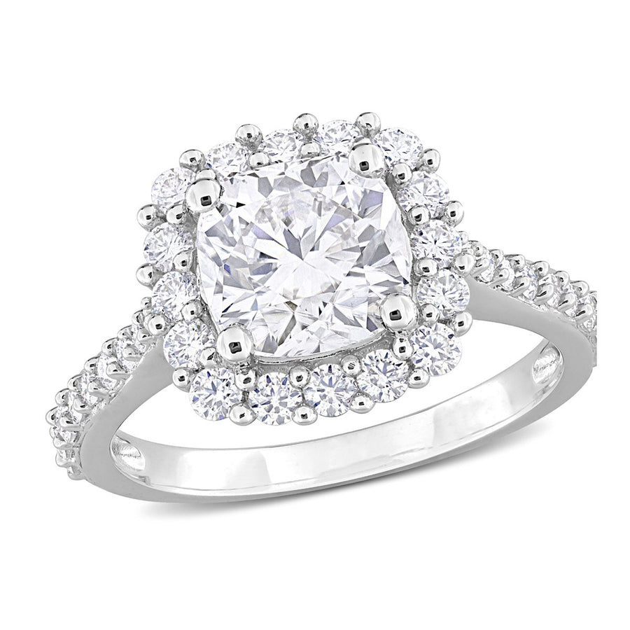 2.71 Carat (ctw) Lab-Created Halo Moissanite Engagement Ring in Sterling Silver Image 1