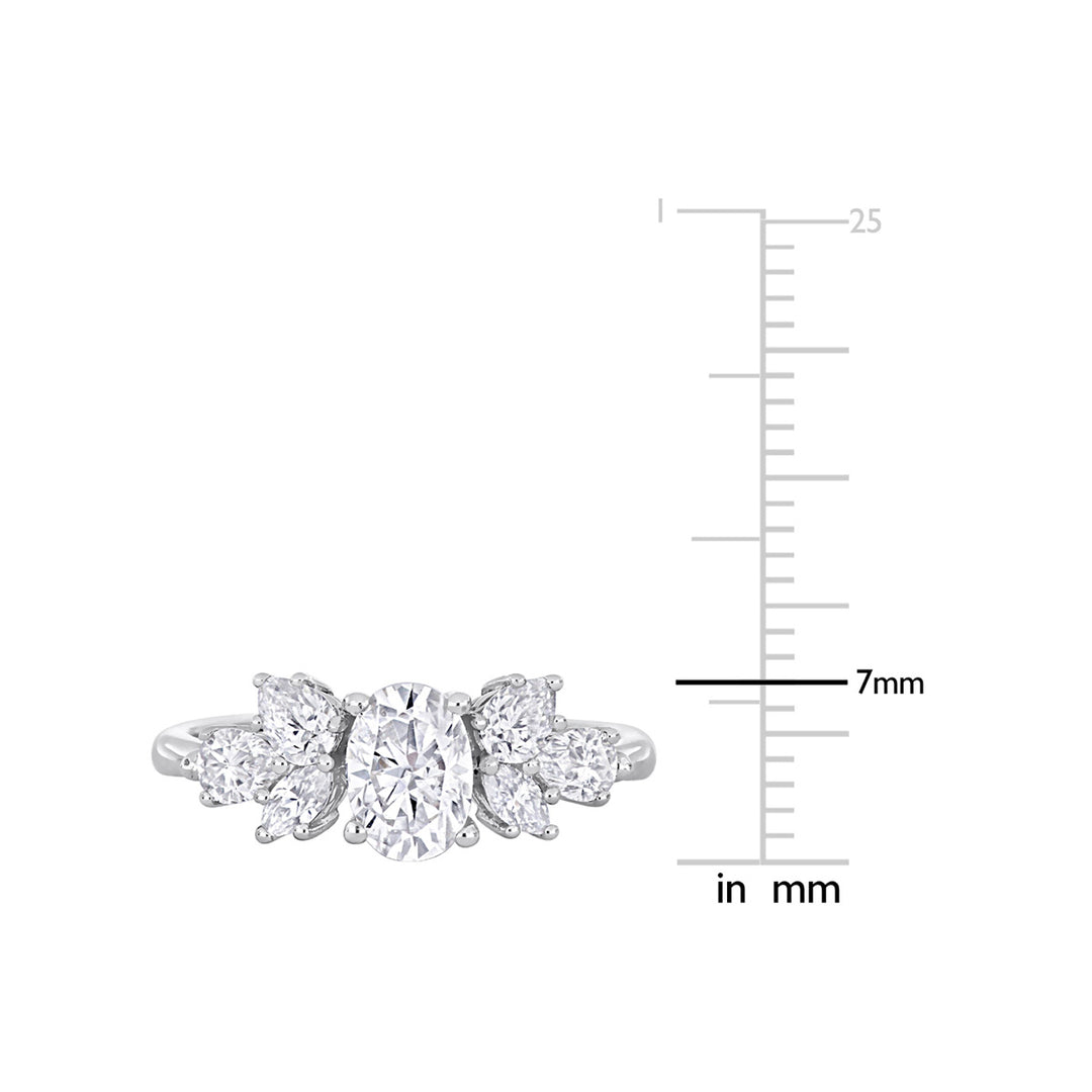 2.04 Carat (ctw) Lab-Created Oval Moissanite Engagement Ring in 10K White Gold Image 4