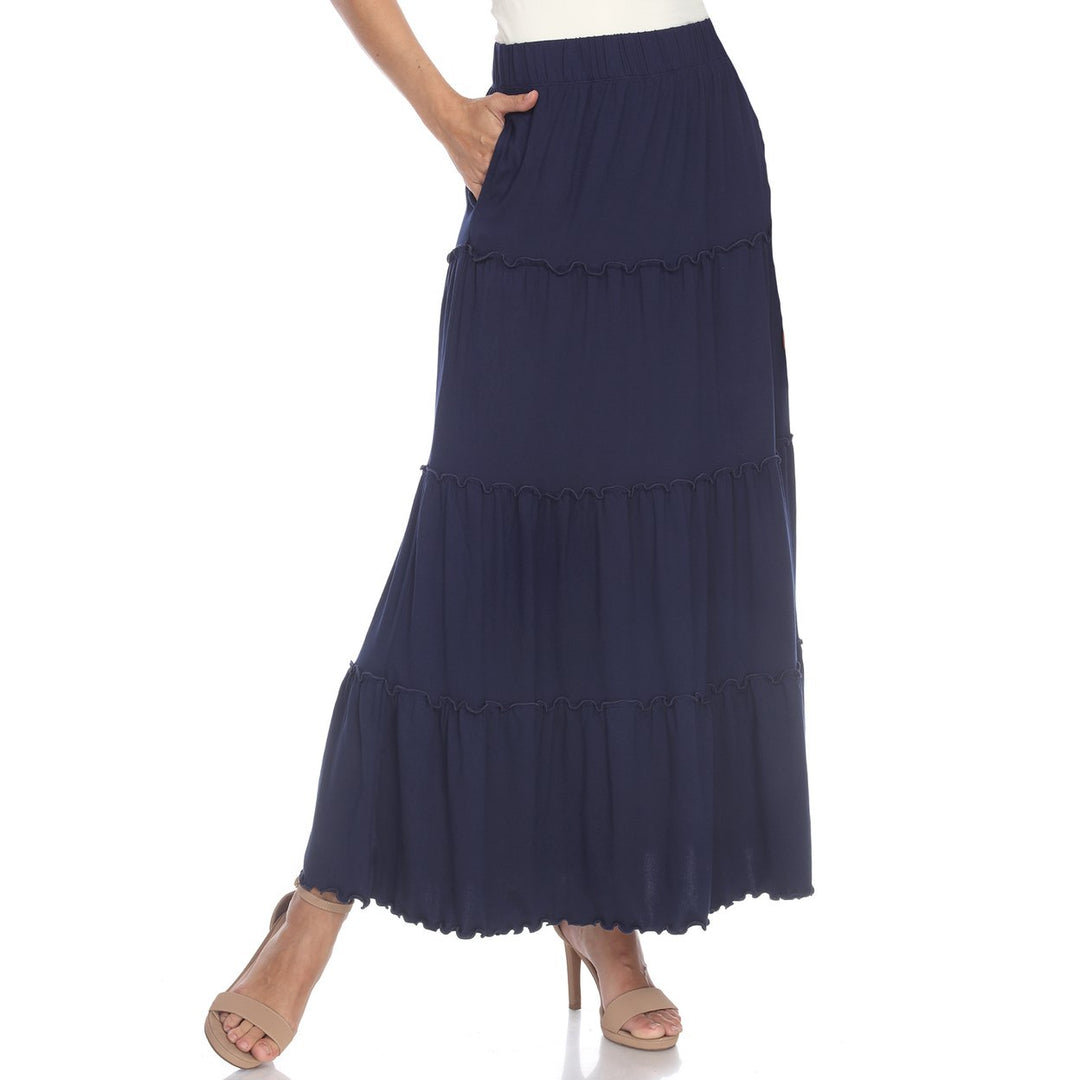 White Mark Womens Tiered Maxi Skirt with Pockets Image 1