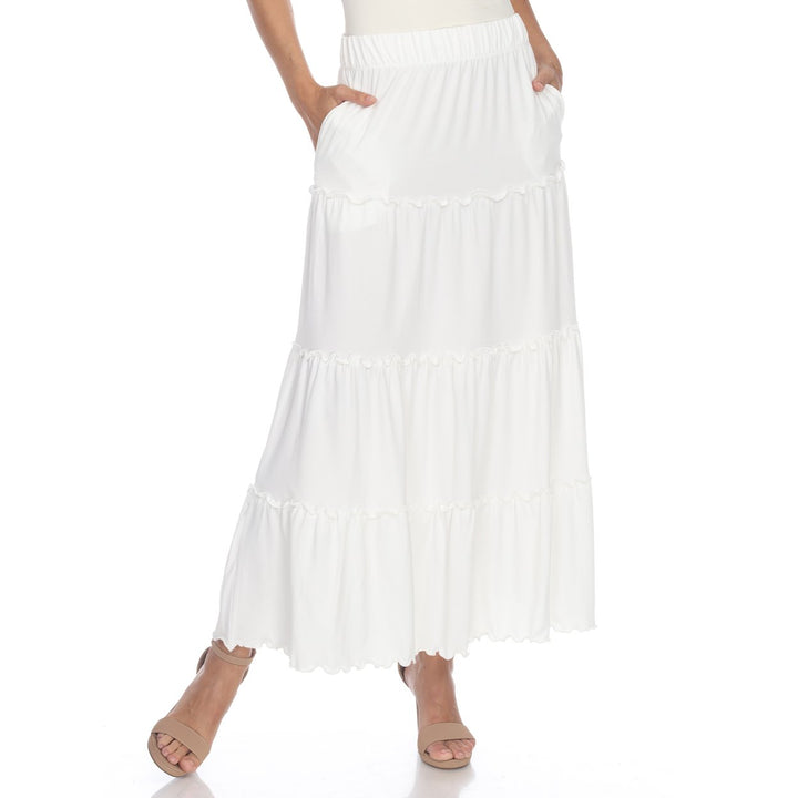 White Mark Womens Tiered Maxi Skirt with Pockets Image 1