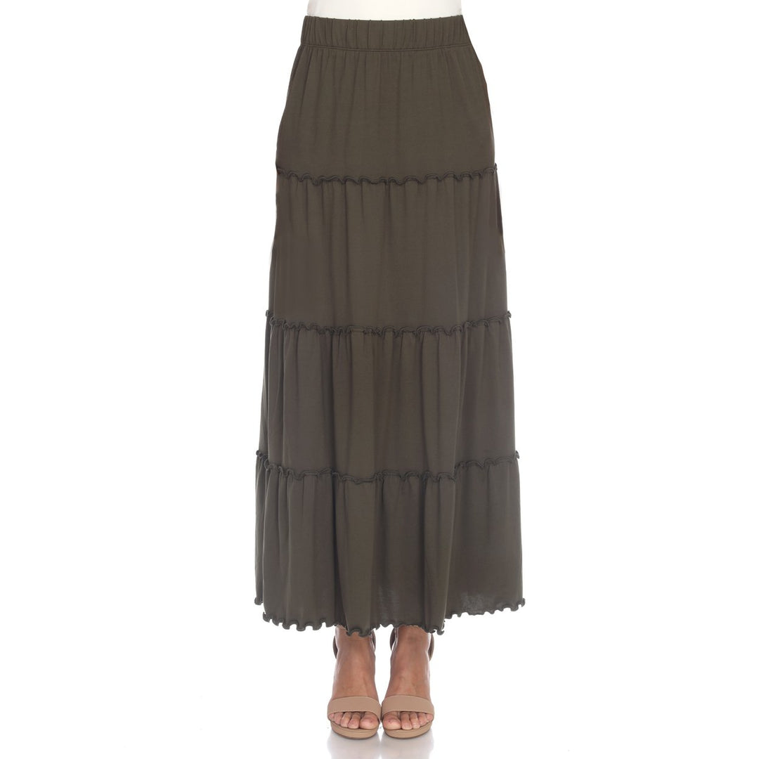 White Mark Womens Tiered Maxi Skirt with Pockets Image 1