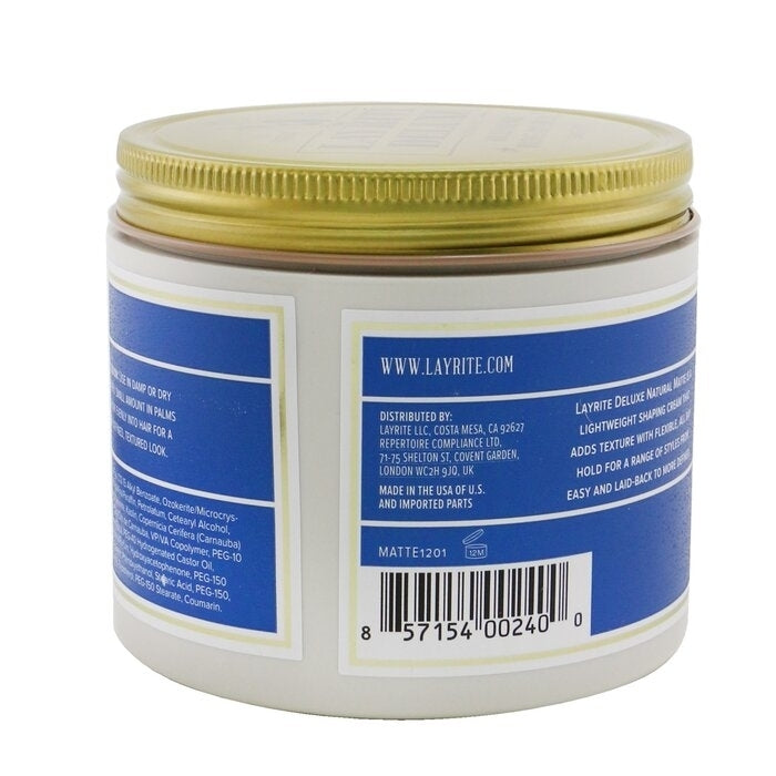 Layrite - Natural Matte Cream (Medium Hold Matte Finish Water Soluble)(297g/10.5oz) Image 3