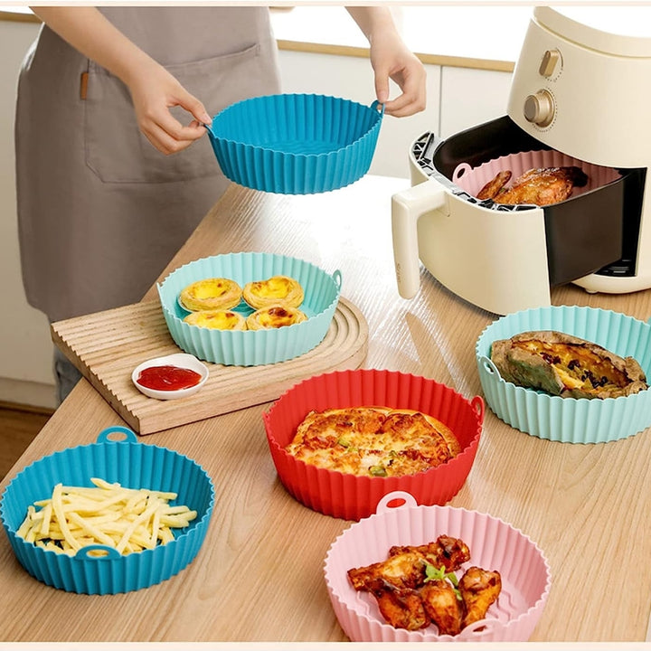 Set of 2 Reusable Silicone Air Fryer Liners Heat Resistant Dishwasher Safe Image 1